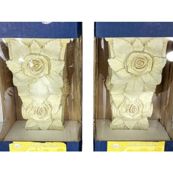 Vintage Rose French Country Ivory Swag Curtain Sconce Rod Holder Graber NEW